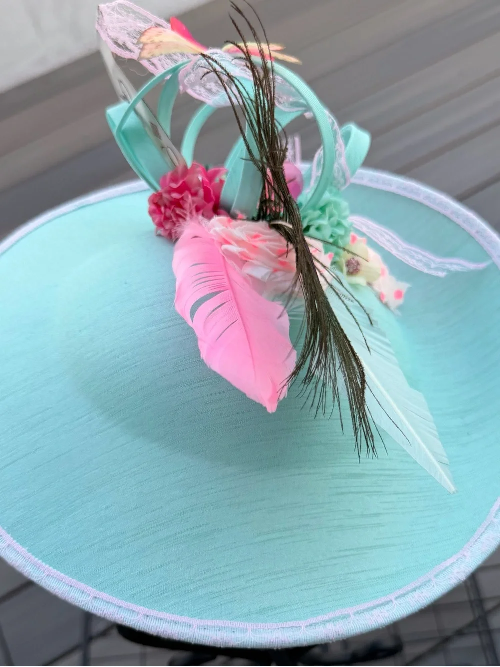 Aqua Feathered Fascinator Hat for Women - Elegant Event Headpiece